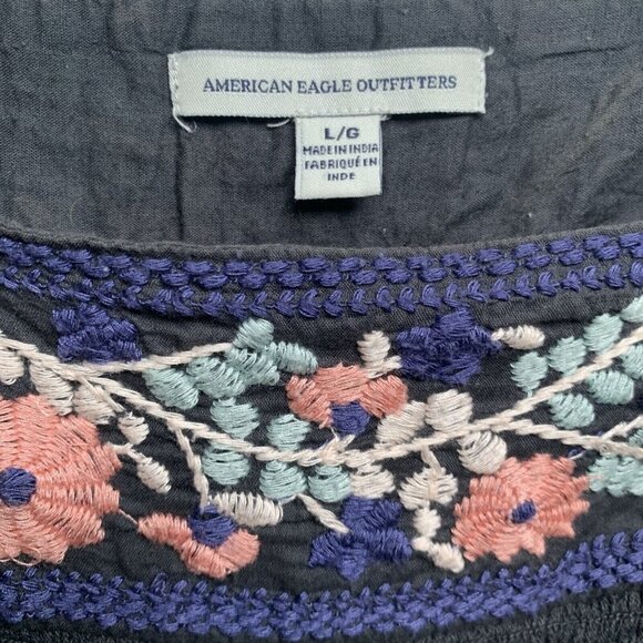 American Eagle Women’s Smocked Square Neck Babydoll Top Light Blue  Size Lg - Picture 8 of 9